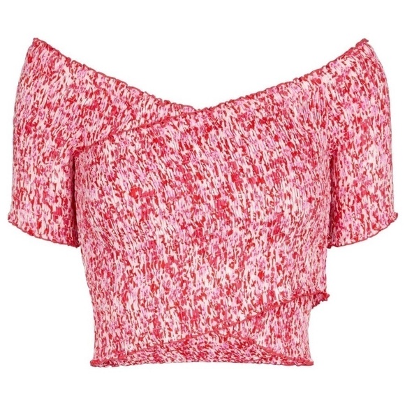 Poupette St Barth Soledad Off-The-Shoulder Smocked Blouse in Light Pink Daffodil - Picture 3 of 10